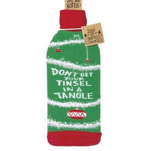 NEW Primitives By Kathy Don't Get Your Tinsel In A Tangle Bottle Sock
